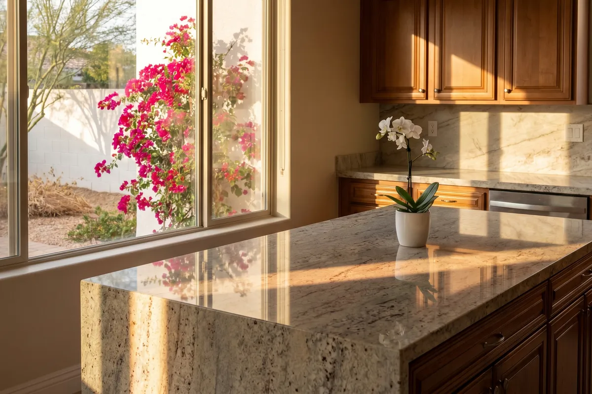 Professional stone & marble polishing result in a Las Vegas home
